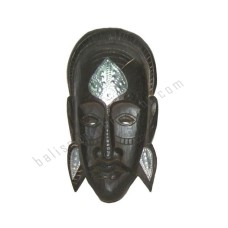 Wood Tribal Mask Black Silver 30 cm