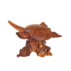 Wood Sea Turtle On Base 20 cm