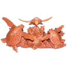 Wood Three Turtles On The Base 50 cm