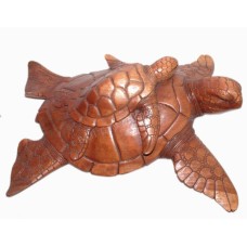 Wood Mom And Baby Turtle 50 cm