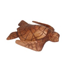 Wood Carved Swimming Turtle 25 cm