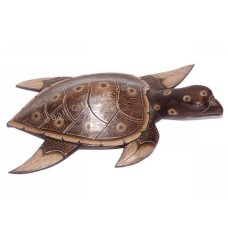 Antique Brown Tortoise Wood Statue 45 cm