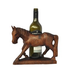 Wood Bottle Holder Horse 23 cm