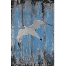 Wood Abstract Art Painting Seagull 60 cm