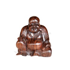 Wood Seated Laughing Buddha 15 cm