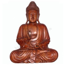 Wood Seated Buddha Right Hand Raised 60 cm