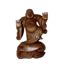 Wood Stretching Happy Buddha 30 cm