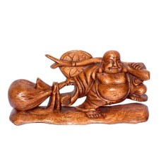 Wood Traveling Fat Happy Buddha 20 cm