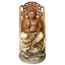 Wood Meditation Buddha Lotus 100 cm