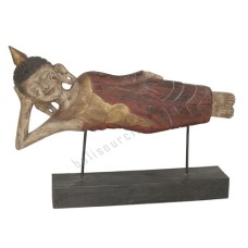 Wood Reclining Buddha Brown on 50 cm