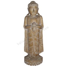 Wood Standing Buddha Natural 80 cm