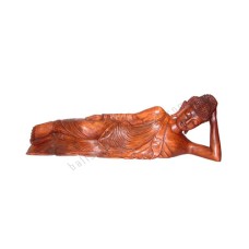 Wood Reclining Buddha Sculpture 40 cm