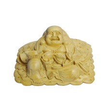 Wood Laughing Buddha Coins 10 cm