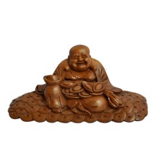 Wood Laughing Buddha Coins 12 cm