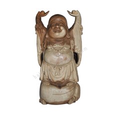 Wood Laughing Buddha Hands Raised 80 cm