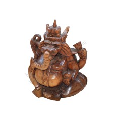 Wooden Brown Ganesh Statue 15 cm