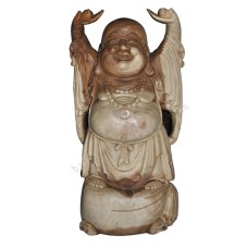 Wood Laughing Buddha Hands Raised 100 cm