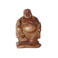 Wood Happy Buddha Statue 20 cm