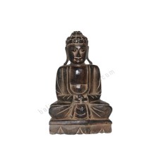 Wood Antique Seated Buddha Lotus 30 cm