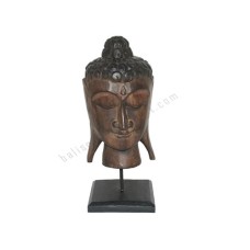 Wood Buddha Head Brown On 40 cm