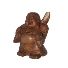 Wood Traveling Happy Buddha 15 cm