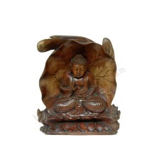 Wood Brown Meditation Buddha Lotus 30 cm