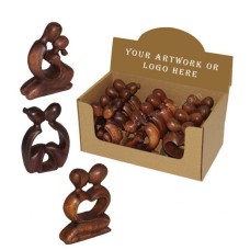 Assorted Wood Kissing Couple Display Of 12