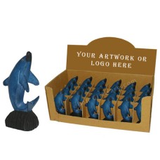 Wood Blue Dolphin Sculpture Display Of 24