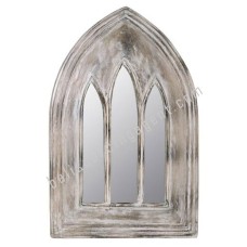 Wood Mirror Window Style White Wash 80 cm