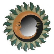 Double Moon Mirror Green Brown Black 60 cm