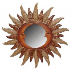 Mirror Double Moon Cracked Brown 60 cm