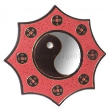 Mirror Frame Yin Yang Cracked Red 60 cm