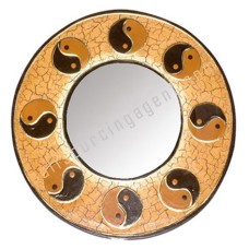 Mirror Yin Yang Cracked Orange 60 cm