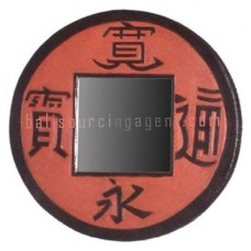 Mirror Japanese Coin Cracked Red 60 cm