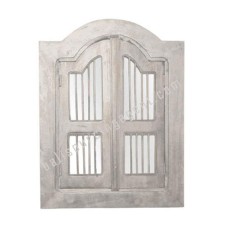 Wood Mirror Window Style White Wash 45 cm