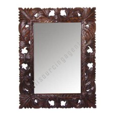 Wood Mirror Rectangle Dark Brown 130 cm