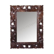 Wood Mirror Rectangle Dark Brown 100 cm