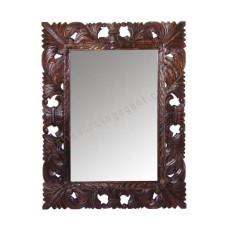 Wood Mirror Rectangle Dark Brown 80 cm