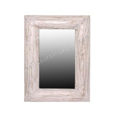 Wood Mirror Rectangle White Wash 75 cm