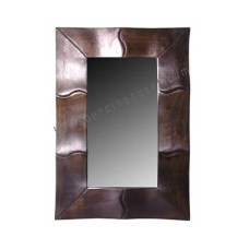 Wood Mirror Rectangle Bamboo Motif Dark Brown 75 cm