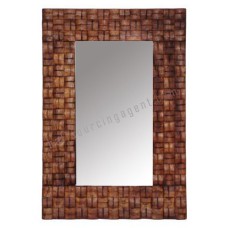 Wood Woven Mirror Tea Brown 145 cm