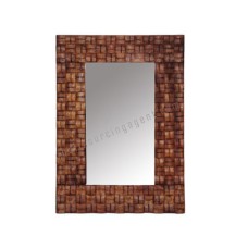 Wood Woven Mirror Tea Brown 60 cm