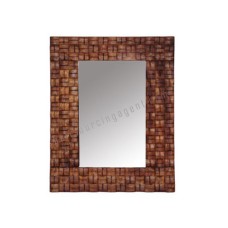 Wood Woven Mirror Tea Brown 45 cm