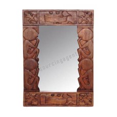 Wood Mirror Primitive Honey Brown 95 cm