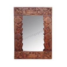 Wood Mirror Primitive Honey Brown 75 cm