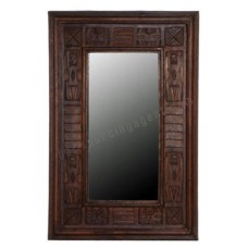 Wood Mirror Primitive Dark Brown 145 cm