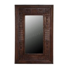 Wood Mirror Primitive Dark Brown 95 cm