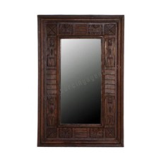 Wood Mirror Primitive Dark Brown 75 cm