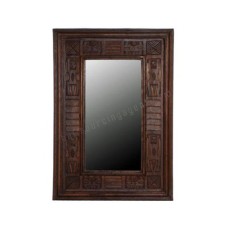 Wood Mirror Primitive Dark Brown 60 cm