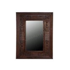 Wood Mirror Primitive Dark Brown 45 cm